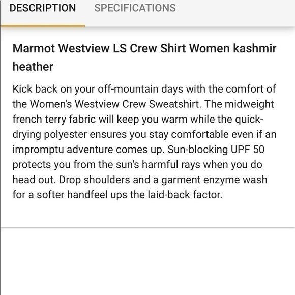 Marmot Westview Crew Sweatshirt Kashmir Heather - Picture 8 of 9